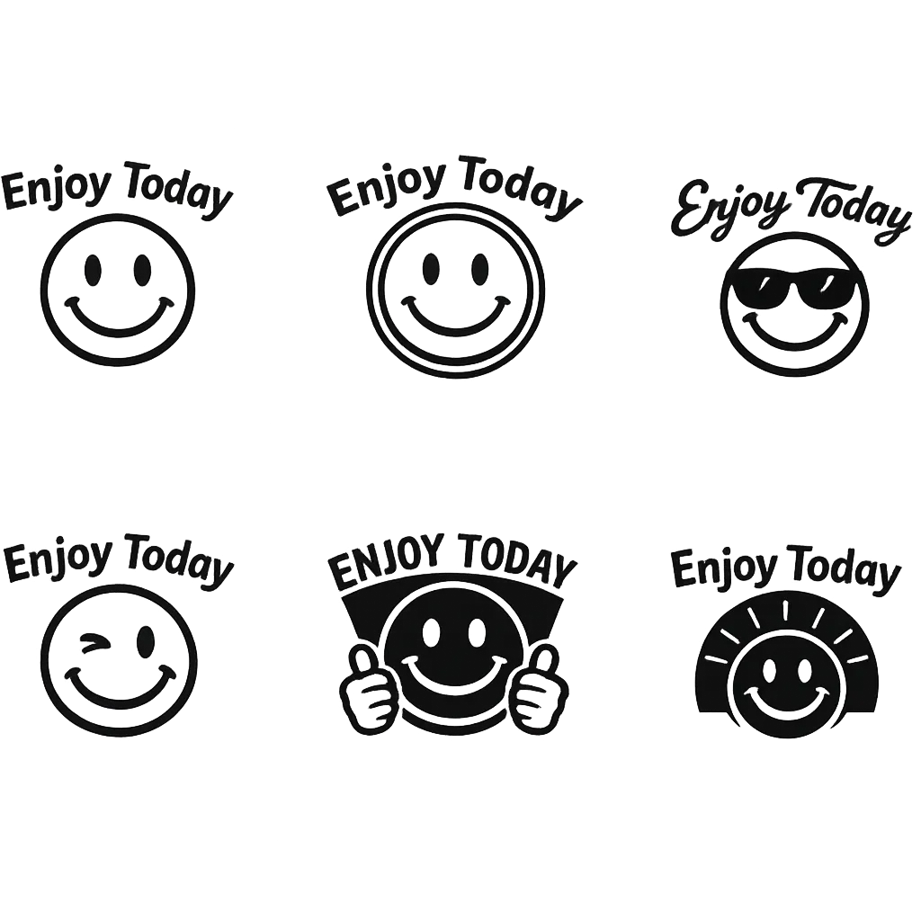 Happy face emoji with text "Enjoy Today"