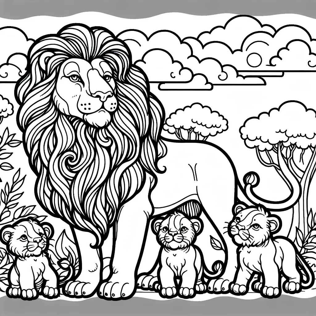 lion with its pride