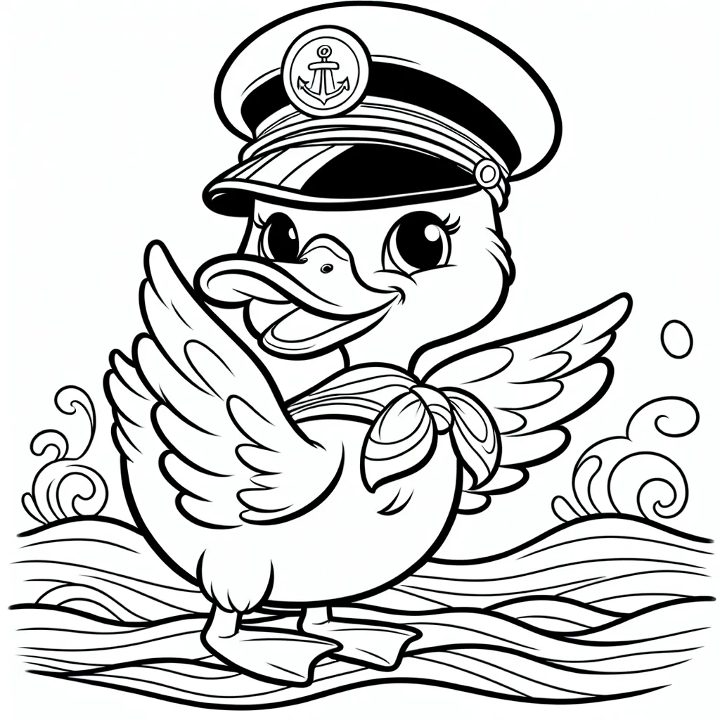 Duck with a sailor hat and a buoyant demeanor, ready to set sail