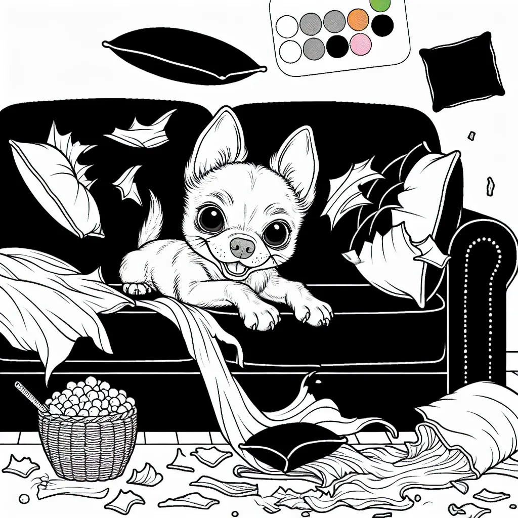 Chihuahua destroys couch