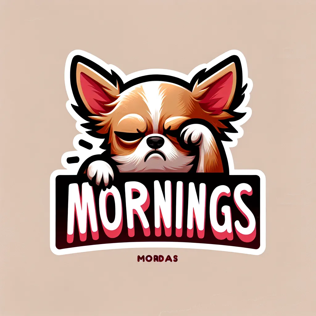 chihuahua with text "Mornings"