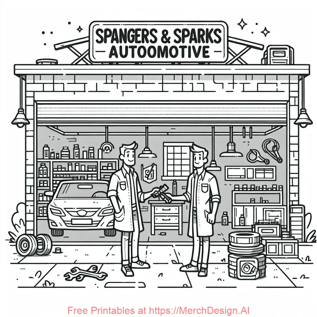 Mechanic shop named "Spanners & Sparks Automotive"