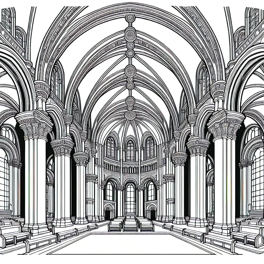 Interior of an empty Cathedral with tall ceilings